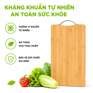 Thớt Gỗ Tre Bamboo Cao Cấp Tay Cầm Inox GD30 - Thớt Gỗ Tre Tự Nhiên Bamboo Cắt Thái Thịt, Rau Củ