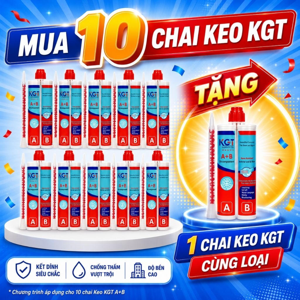Keo Chà Ron Gạch Epoxy KGT 400ml - Combo 10 Chai Tặng 1 Chai Cùng Loại, 18 Màu Sắc Tự Chọn, Chống Thấm, Chống Ố Vàng