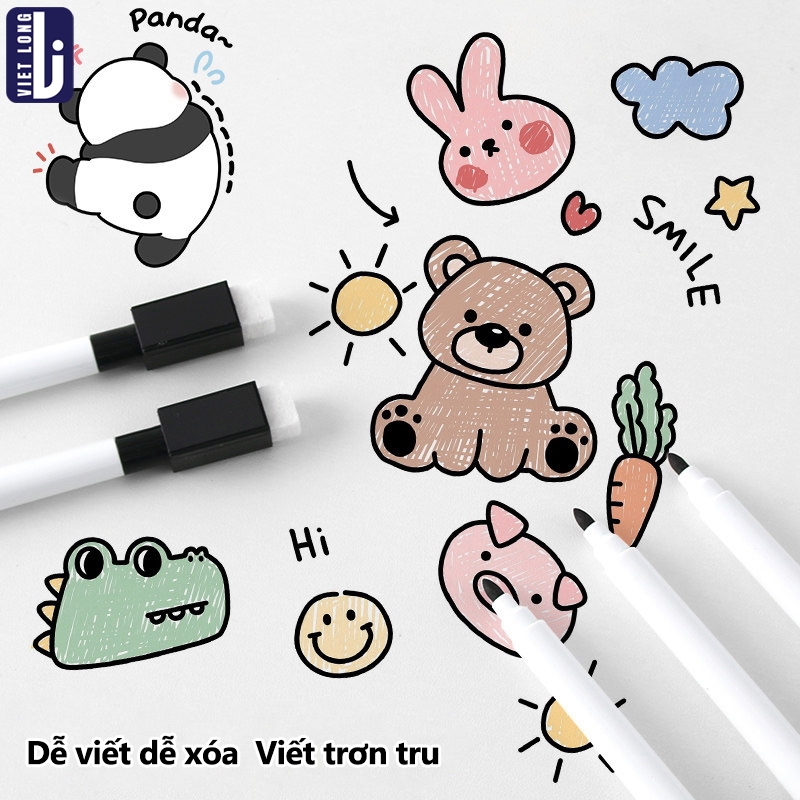 Bút Lông Viết Bảng Nhiều Màu Xóa Được – Combo 8 Cây Có Nam Châm Cho Bé, Dùng Viết Bảng Trắng & Vẽ Tranh, Khô Nhanh Không