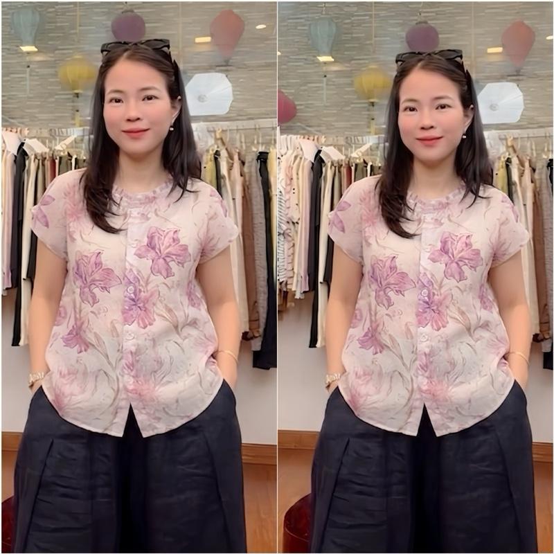 HT49. Áo Voan Tơ Hoa Tay Rơi Size 40-70kg Chất Liệu Mềm Nhẹ Mát Hạn Chế Nhăn