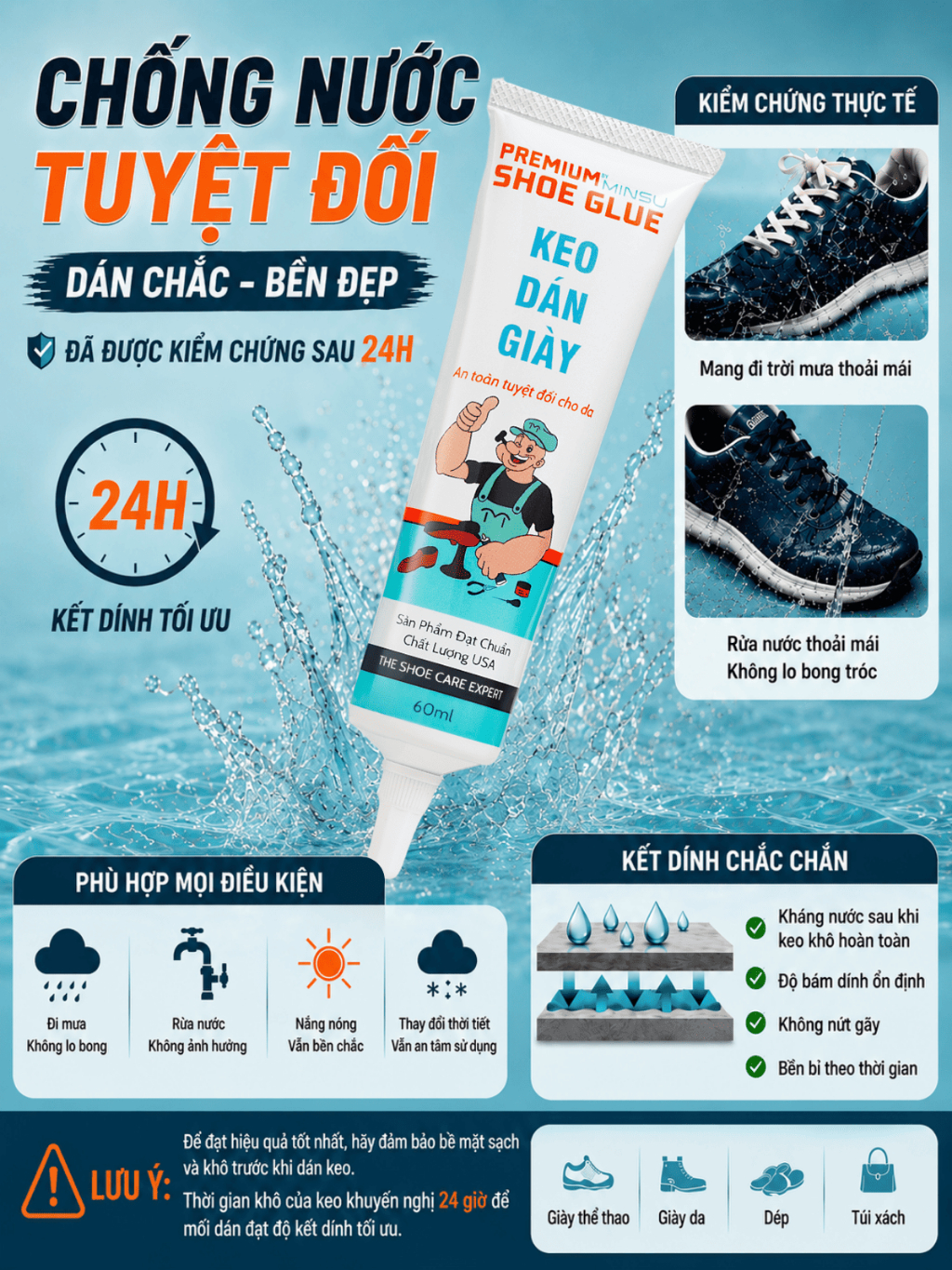 Keo Dán Giày MINSU Shoe Glue M2522 Siêu Dính Trong Suốt Chuyên Cho Giày Dép Thể Thao Sneaker, Cao Gót An Toàn Cho Da - ảnh 6