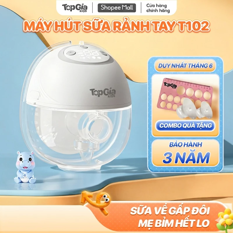 Máy hút sữa không dây Topgiakids T102 kích sữa hiệu quả, hút êm hút kiệt 4 chức năng 9 cấp độ hút, bảo hành 3 năm — ảnh 1