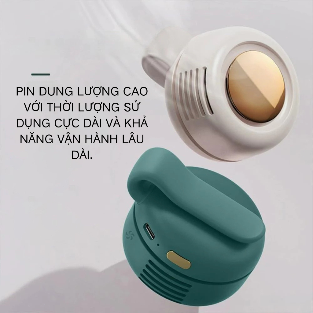 Quạt kẹp không lưỡi mini, sạc 900mAh, màu Macaron, yên tĩnh, kẹp eo/áo, văn phòng, ngoài trời