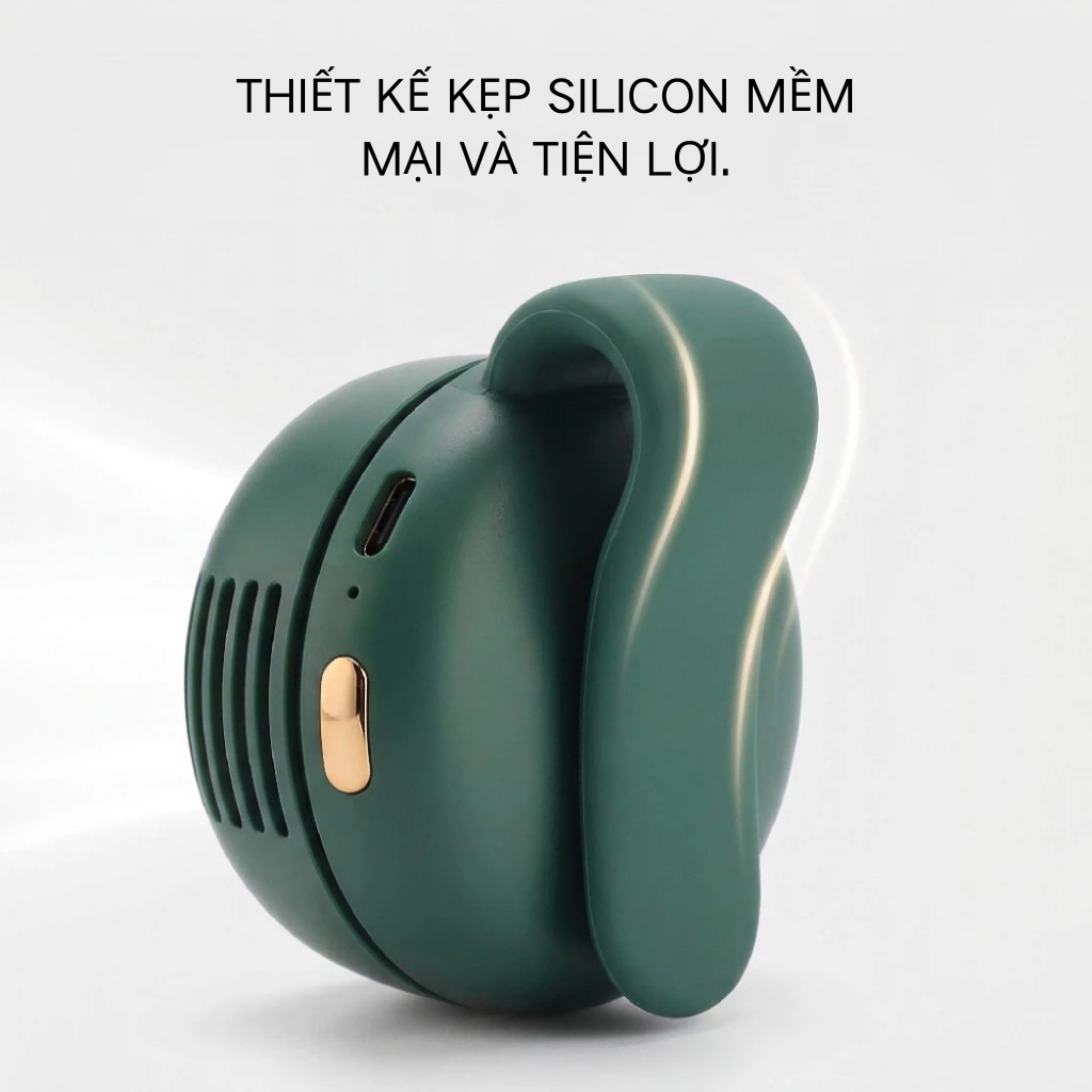 Quạt kẹp không lưỡi mini, sạc 900mAh, màu Macaron, yên tĩnh, kẹp eo/áo, văn phòng, ngoài trời