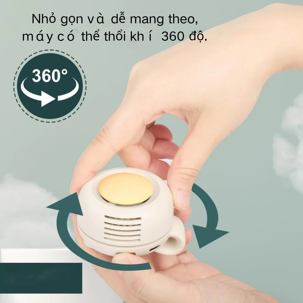Quạt kẹp không lưỡi mini, sạc 900mAh, màu Macaron, yên tĩnh, kẹp eo/áo, văn phòng, ngoài trời