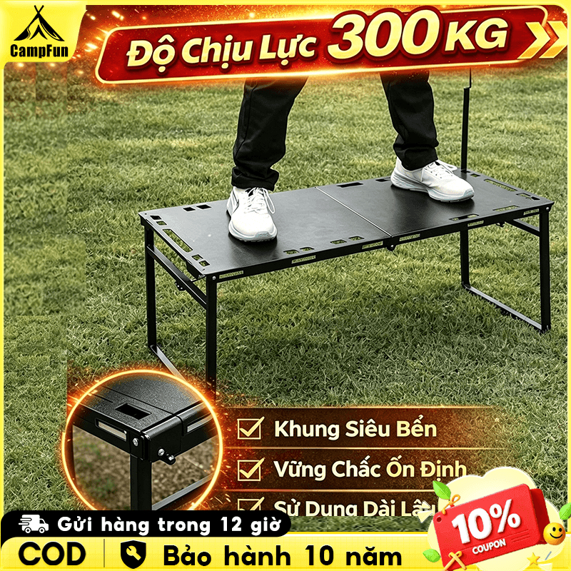 Bàn cắm trại ngoài trời có thể gập lại, di động, trọng lượng nhẹ, bàn dã ngoại bằng nhôm BBQ, bàn cắm trại