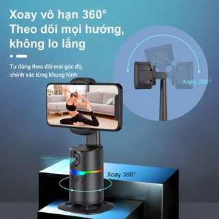 QAML Q14 xoay 360 độ kẹp điện thoại livestream, quay video nhận diện khuôn mặt AI thông minh cao cấp