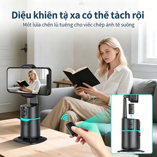 QAML Q14 xoay 360 độ kẹp điện thoại livestream, quay video nhận diện khuôn mặt AI thông minh cao cấp