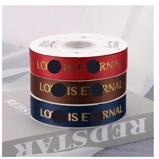 [Chữ Ngẫu Nhiên] LẺ 2 MÉT Ruy Băng Lụa Chữ 2cm, 2.5cm Cao Cấp Gói Hoa Trang Trí DIY Handmade YiYihome