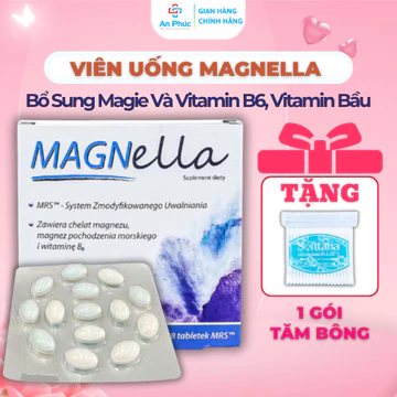 Viên Uống MAGNELLA - Bổ Sung Magie Và Vitamin B6, Vitamin Bầu, Bổ Thần Kinh, Giảm Đau Cơ (Hộp 28V)
