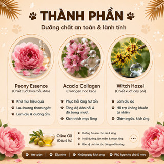 Sữa Tắm xả 3in1 LOUIS PEONY 3-500ML Cho Chó Mèo Mượt Lông Lưu Hương Ngăn Ngừa Ve Rận Nấm Ngứa