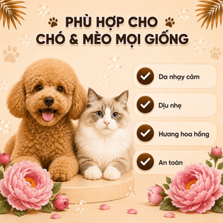 Sữa Tắm xả 3in1 LOUIS PEONY 3-500ML Cho Chó Mèo Mượt Lông Lưu Hương Ngăn Ngừa Ve Rận Nấm Ngứa