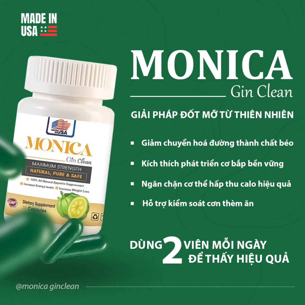 Viên Uống Giảm Cân Monica Thảo Mộc Giảm Cân Cấp Tốc Hiệu Quả Hộp 30 Viên