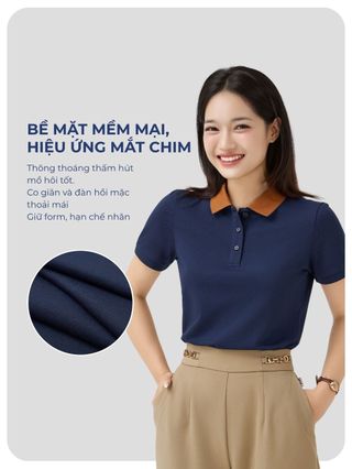 Áo Polo Nữ YODY vải Mắt Chim Cổ Phối Bo Co Giãn Thông Thoáng WCPO26A052