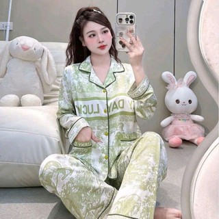 Bộ Đồ Pijama Latin  (Lụa Mịn)Cao Cấp có hai size  45-60 kg và 61-75 kg   Nút Bọc ,,Quần Dài Tay Áo Dài Ngắn! Cho Nữ