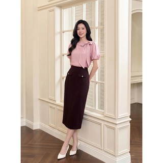 Chân Váy 𝐂𝐂𝐇𝐀𝐓 Dáng Suông Alessia Nắp Túi Trang Trí Chất Liệu Tuytsi Cao Cấp 16CDS2050ST