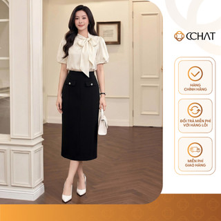 Chân Váy 𝐂𝐂𝐇𝐀𝐓 Dáng Suông Alessia Nắp Túi Trang Trí Chất Liệu Tuytsi Cao Cấp 16CDS2050ST