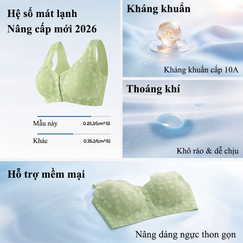 ANGEL MOMMY Áo ngực cài nút phía trước không dây kiểu vest liền mạch cỡ lớn kiểu dáng mỏng br01