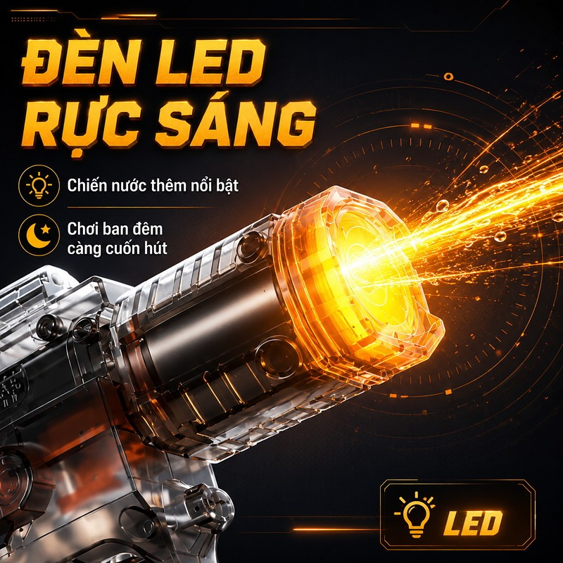 Súng Nước Điện MK3 Cho Bé, Đồ Chơi Bãi Biển Đấu Súng Nước, Pin Sạc USB, Quà Tặng Mùa Hè