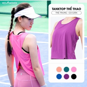 Áo Tanktop Nữ Tập Gym yoga ICADO AT3, Áo Ba Lỗ Thể Thao Basic thế giới đồ tập