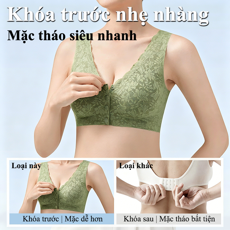 ANGEL MOMMY Áo ngực cài nút phía trước không dây kiểu vest liền mạch cỡ lớn kiểu dáng mỏng br01