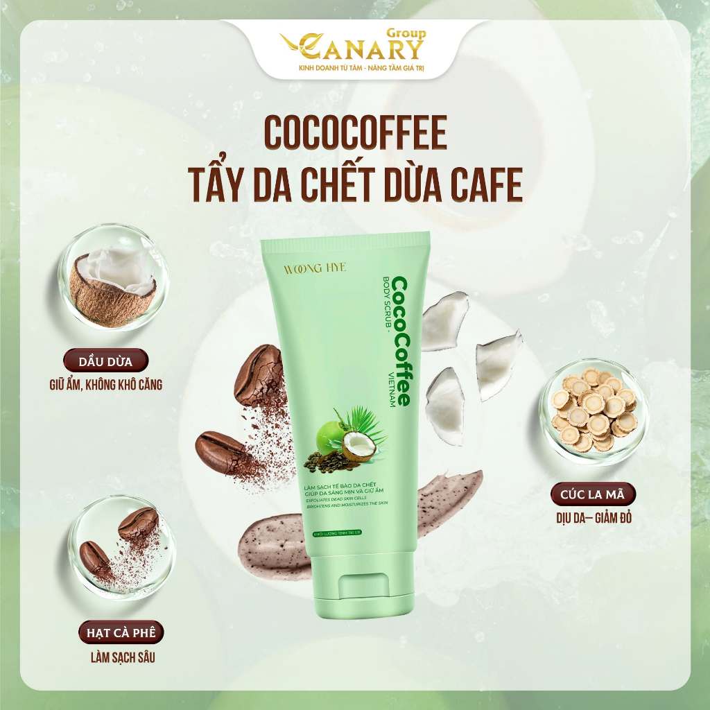 Combo 2 tẩy tế bào chết body Cocomile Cococoffee, làm sạch sâu và làm sáng da 150gr - Woong Hye