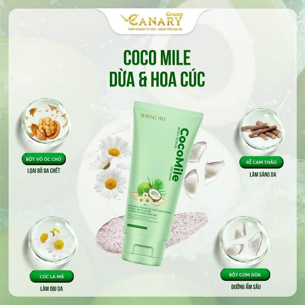 Combo 2 tẩy tế bào chết body Cocomile Cococoffee, làm sạch sâu và làm sáng da 150gr - Woong Hye