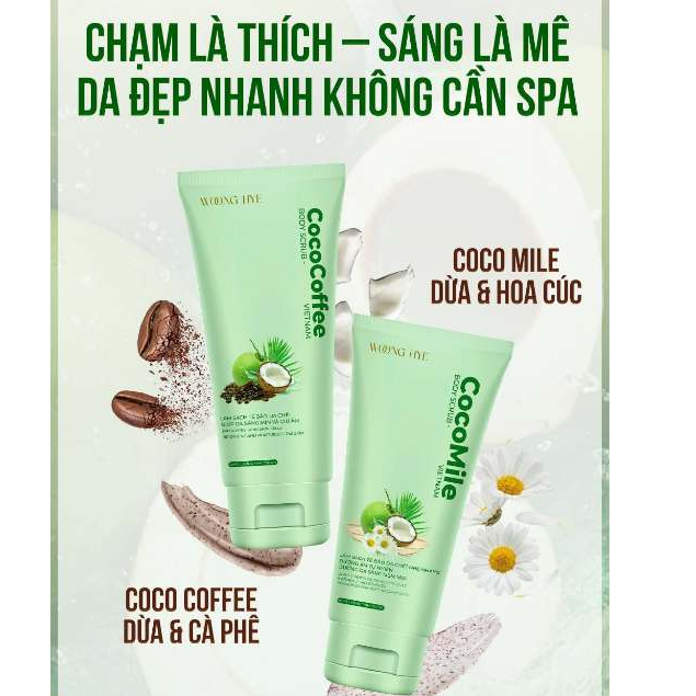 Combo 2 tẩy tế bào chết body Cocomile Cococoffee, làm sạch sâu và làm sáng da 150gr - Woong Hye