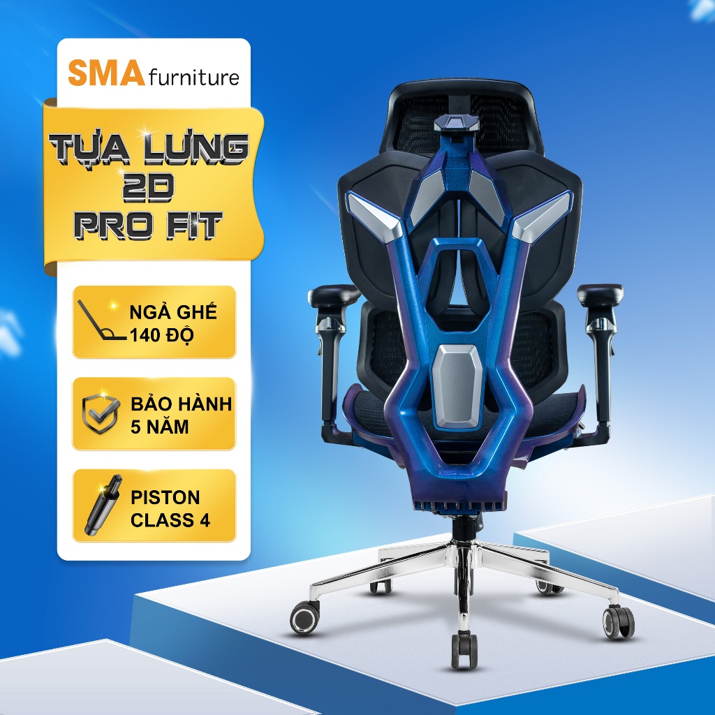 Ghế công thái học đạm chất gaming SMA Furniture Gaming-X Bảo hành 5 năm, Piston Calss 4, Ngả ghế 140 độ | BigBuy360 - bigbuy360.vn