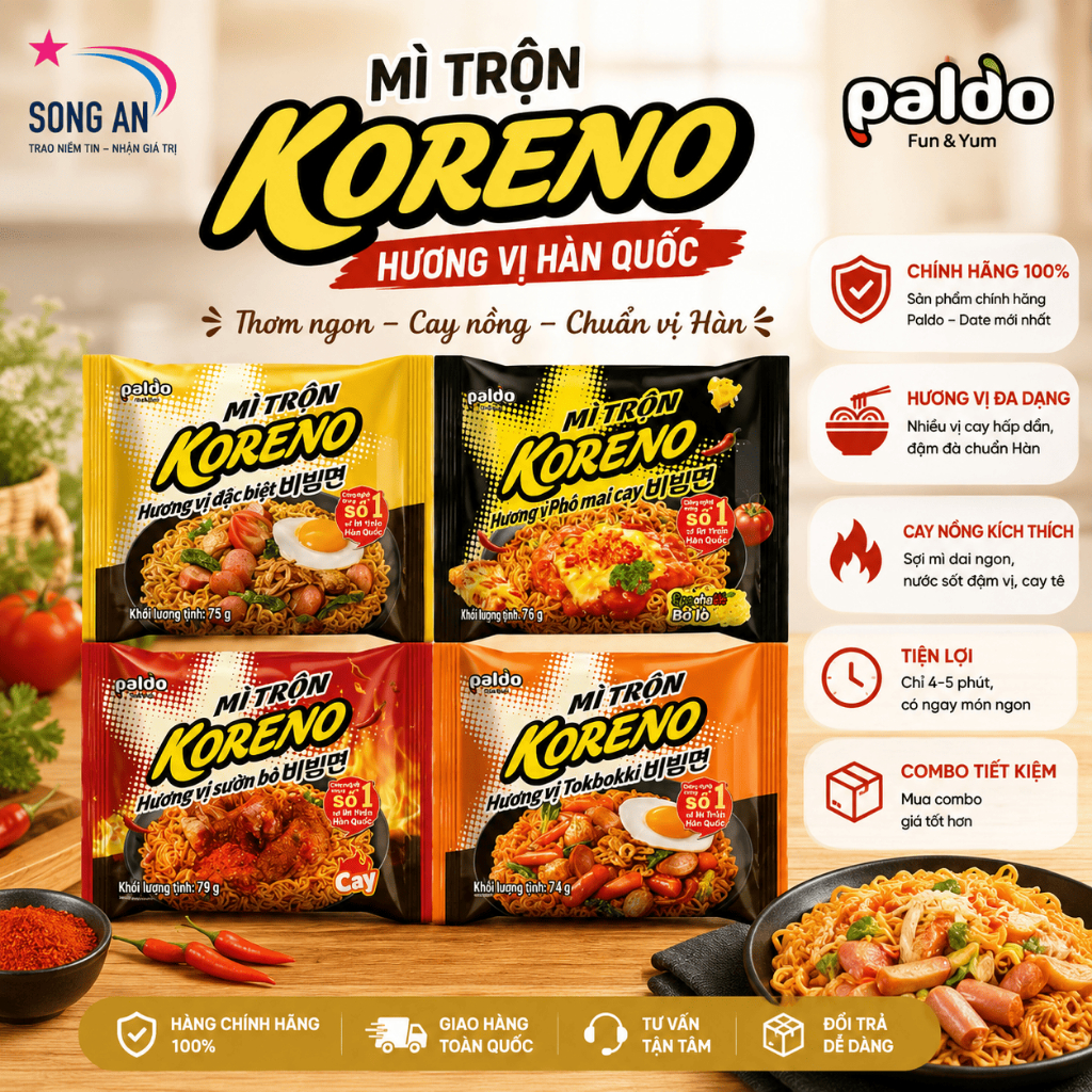 Combo Mì Trộn Koreno Nhiều Vị Cay Hàn Quốc Date Mới Chính Hãng