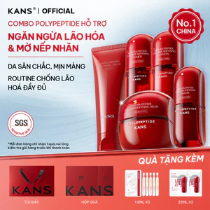 KANS Combo 5 Món Dưỡng Da Chống Lão Hóa Sữa Rửa Mặt - Toner - Lotion - Serum - Kem Dưỡng giúp Cấp Ẩm, Làm Mờ Nếp Nhăn