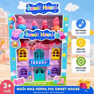 Đồ Chơi Ngôi Nhà Gia Đình Heo Peppa Pig Sweet House Có Đèn & Âm Thanh Kèm 4 Nhân Vật Cho Bé