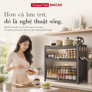 BMZAR Tủ bếp đa năng Tấm thép cacbon Tủ gia vị cho đi móc Kệ để đồ Mặt bàn bếp Chống bụi 360 độ