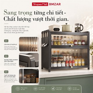 BMZAR Tủ bếp đa năng Tấm thép cacbon Tủ gia vị cho đi móc Kệ để đồ Mặt bàn bếp Chống bụi 360 độ