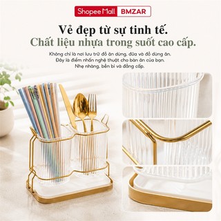BMZAR Kệ để dao gắn tường Ống đựng đũa muỗng  Inox 304  khung kim loại có khay hứng nước phong cách Bắc Âu