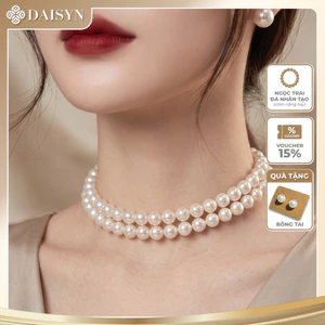 N765 choker dây chuyền ngọc trai nhân tạo dây chuyền 2 sợi 8li xinh xắn cho nữ