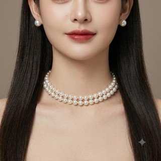 [ DAISYN ] N765 choker dây chuyền ngọc trai nhân tạo dây chuyền 2 sợi 8li xinh xắn cho nữ