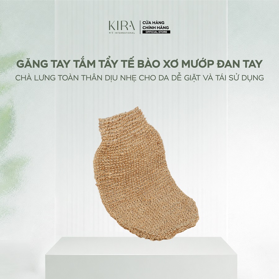 Găng tay tắm tẩy tế bào chết từ xơ mướp đan tay – Chà lưng toàn thân – Dịu nhẹ cho da – Dễ giặt và tái sử dụng