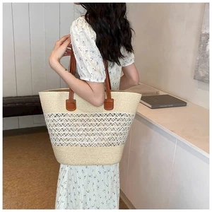 Túi Cói Nữ Đi Biển Túi Xách Cói Đan Thủ Công Dung Tích Lớn Phong Cách Vintage Hàn Quốc Du Lịch