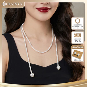 N436 dây chuyền mang áo dài , vòng cổ , dây chuyền hạt Ngọc hạt trai 6mm dài cá tính cho nữ