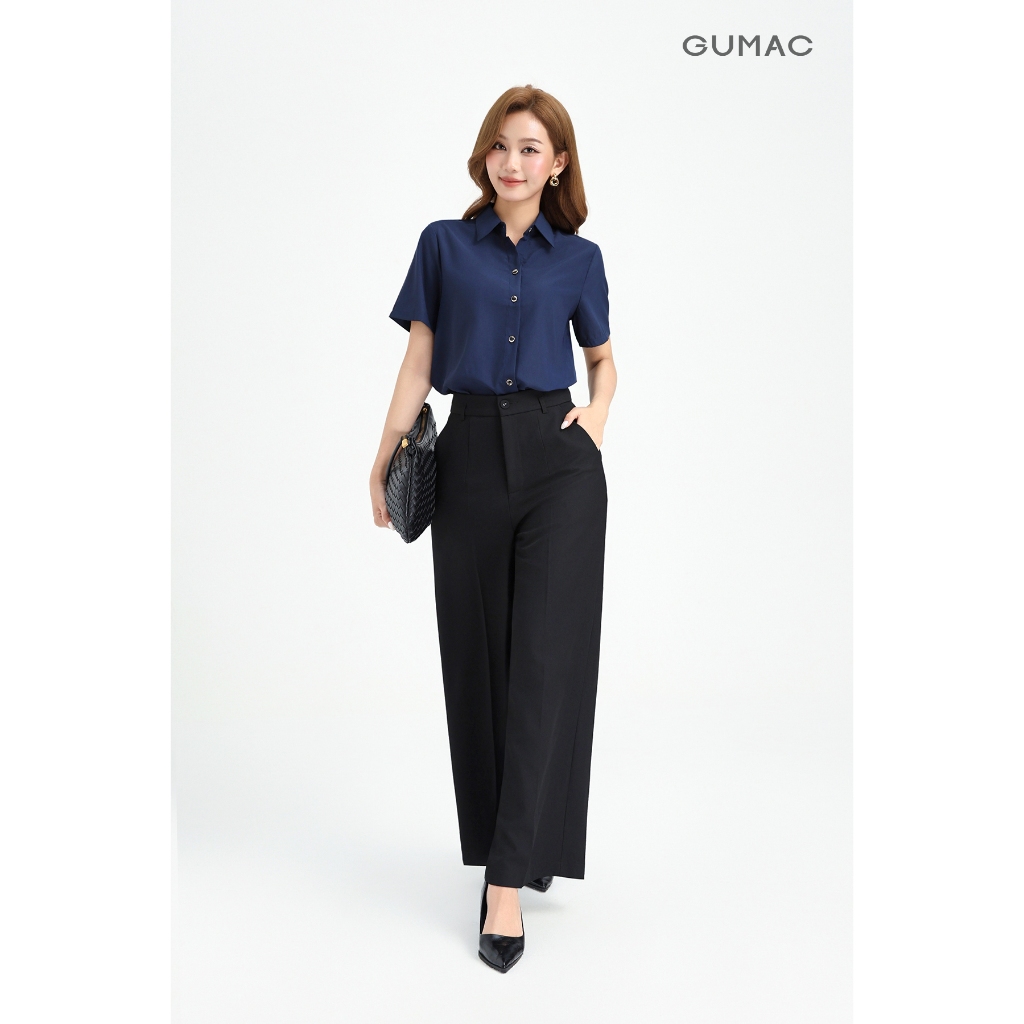 Quần Tây Nữ GUMAC Form Ống Suông Bản Lưng Rời Đỉa Kiểu Túi Dọc Tiện Lợi Phong Cách Công Sở Thanh Lịch QF11051
