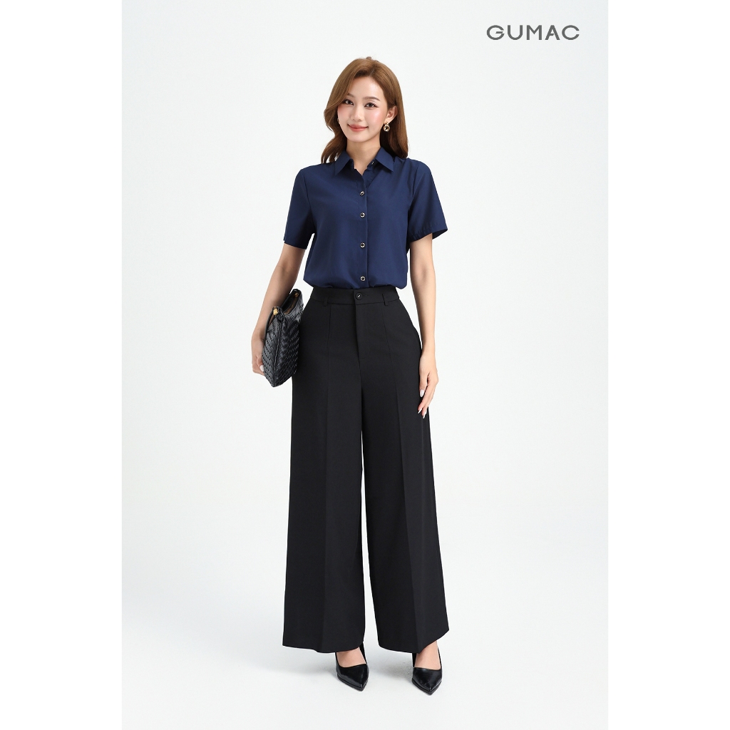 Quần Tây Nữ GUMAC Form Ống Suông Bản Lưng Rời Đỉa Kiểu Túi Dọc Tiện Lợi Phong Cách Công Sở Thanh Lịch QF11051