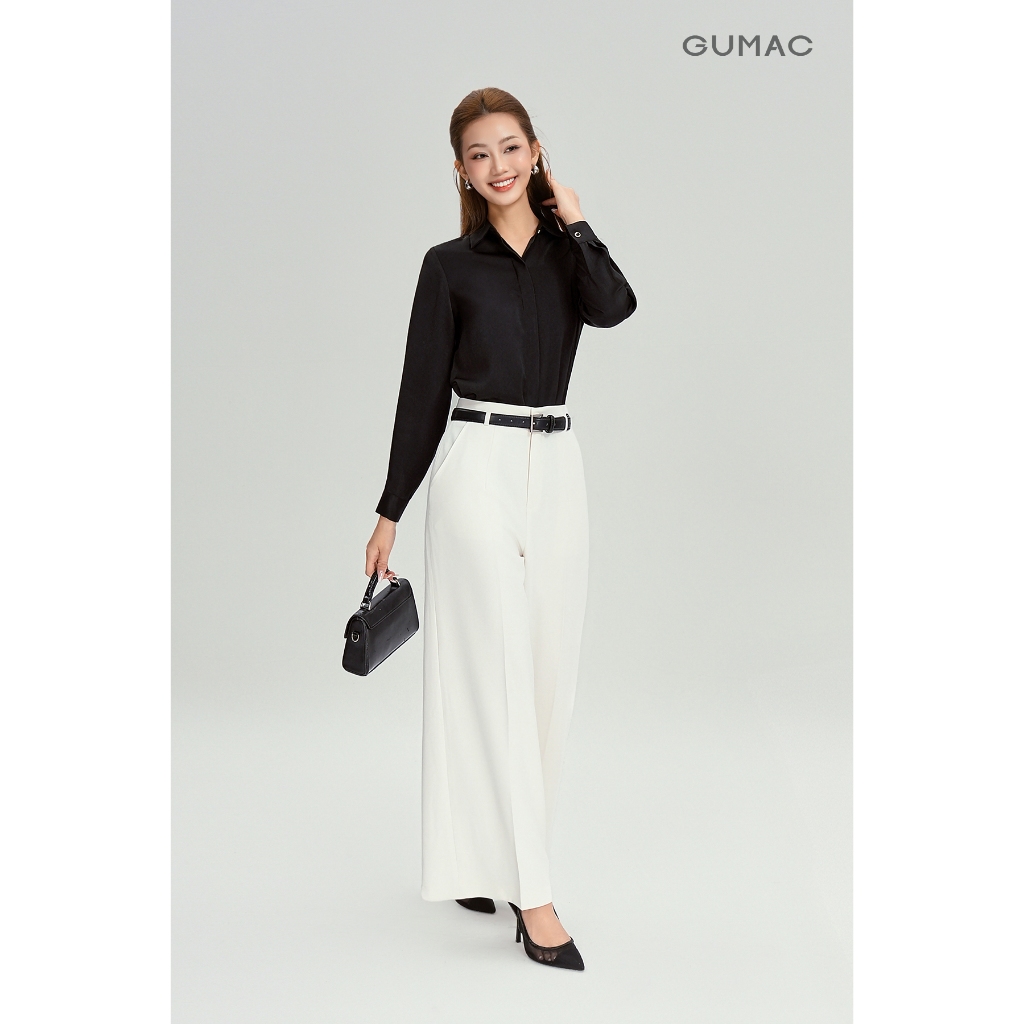 Quần Tây Nữ GUMAC Form Ống Suông Bản Lưng Rời Đỉa Kiểu Túi Dọc Tiện Lợi Phong Cách Công Sở Thanh Lịch QF11051