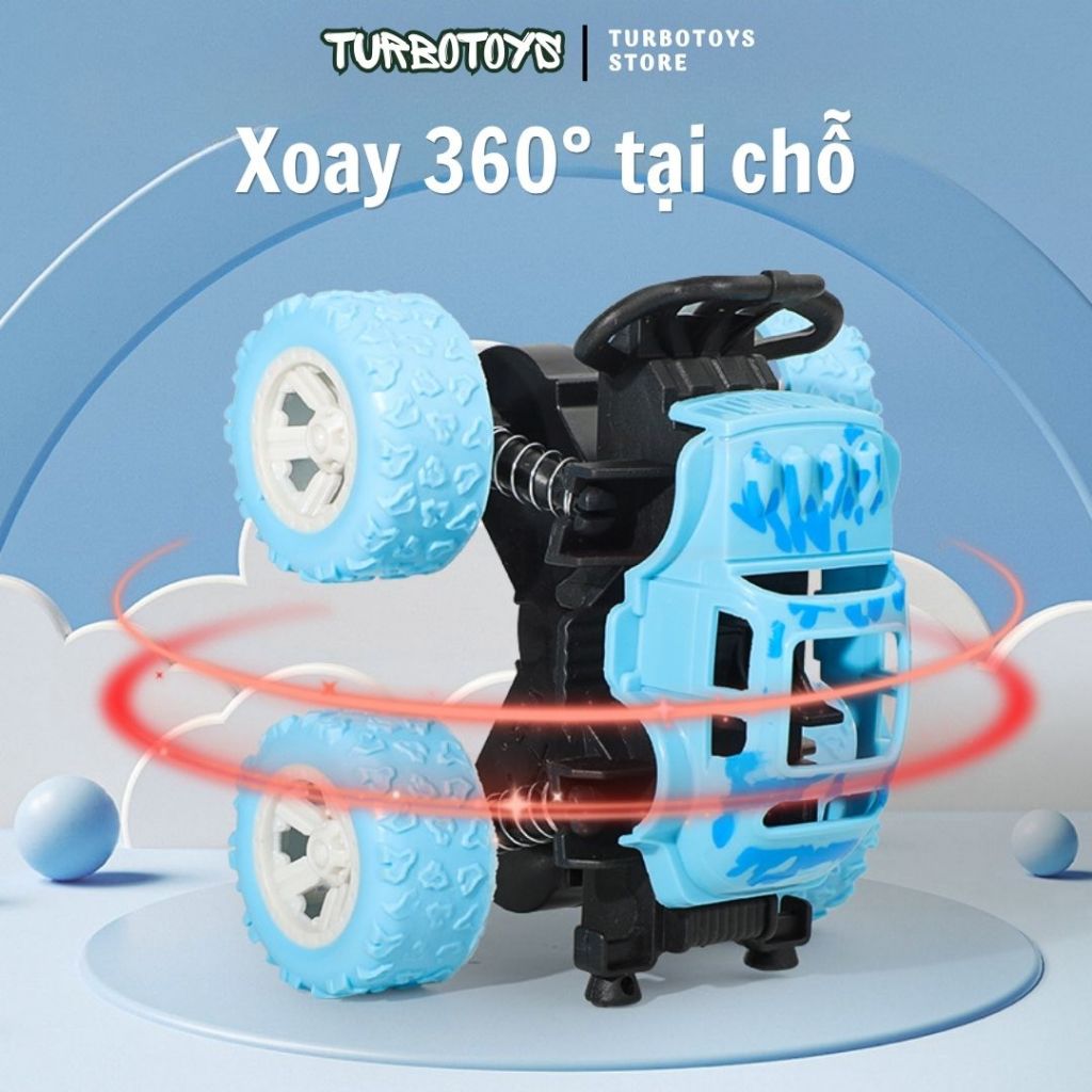 Xe ô tô đồ chơi kiểu dáng xe địa hình chạy đà không cần sử dụng pin, xe quán tính 2 cầu, giảm sóc 4 bánh, lốp xe cao su