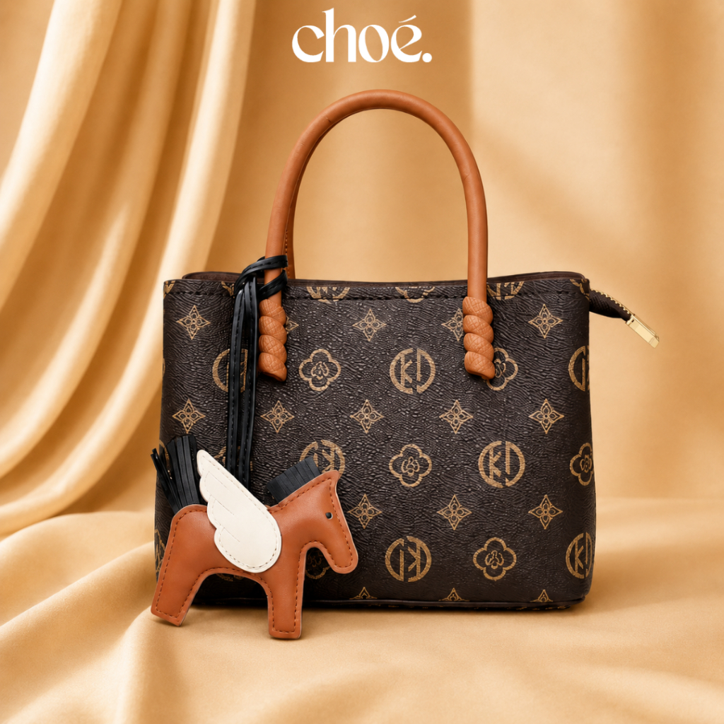 [VOUCHER 100K+TẶNG CHARM] Túi Xách Nữ Công Sở CHOÉ Da PU Cao Cấp Hai Quai Form Cứng Kèm Charm Ngựa Túi Đi Làm 1027 Kẻ