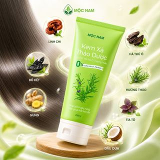Dầu xả tóc thảo dược Mộc Nam linh chi hà thủ ô dạng kem - Phục hồi tóc hư tổn, dưỡng tóc suôn mượt