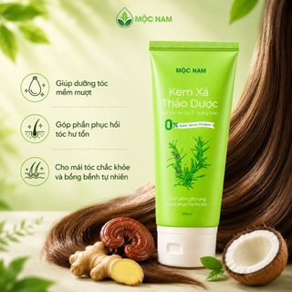 Dầu xả tóc thảo dược Mộc Nam linh chi hà thủ ô dạng kem - Phục hồi tóc hư tổn, dưỡng tóc suôn mượt