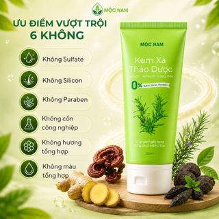 Dầu xả tóc thảo dược Mộc Nam linh chi hà thủ ô dạng kem - Phục hồi tóc hư tổn, dưỡng tóc suôn mượt