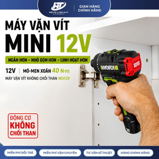 Máy vặn vít cấp trượt dùng pin 12V Worx WU129 (trọn bộ 2 Pin 2.0Ah, 1 Sạc)