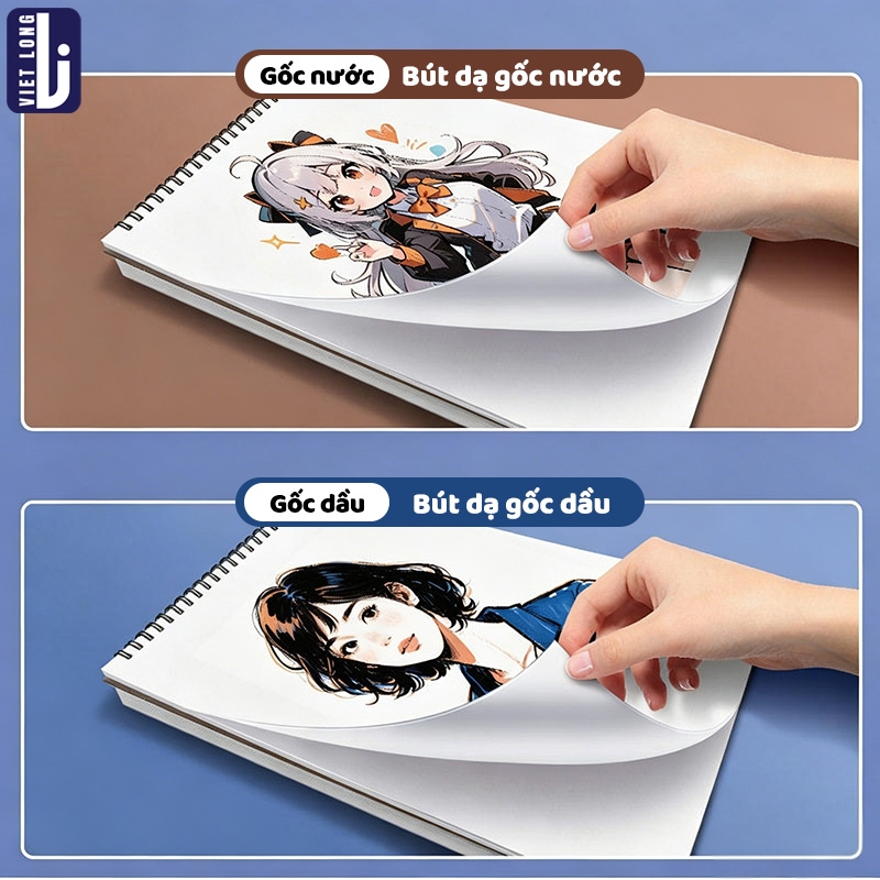 Sổ Vẽ Học Sinh Giấy Dày Chống Thấm, Sketchbook Vẽ Màu Nước Và Marker Khổ A4/A5, Gáy Lò Xo Tiện Lợi